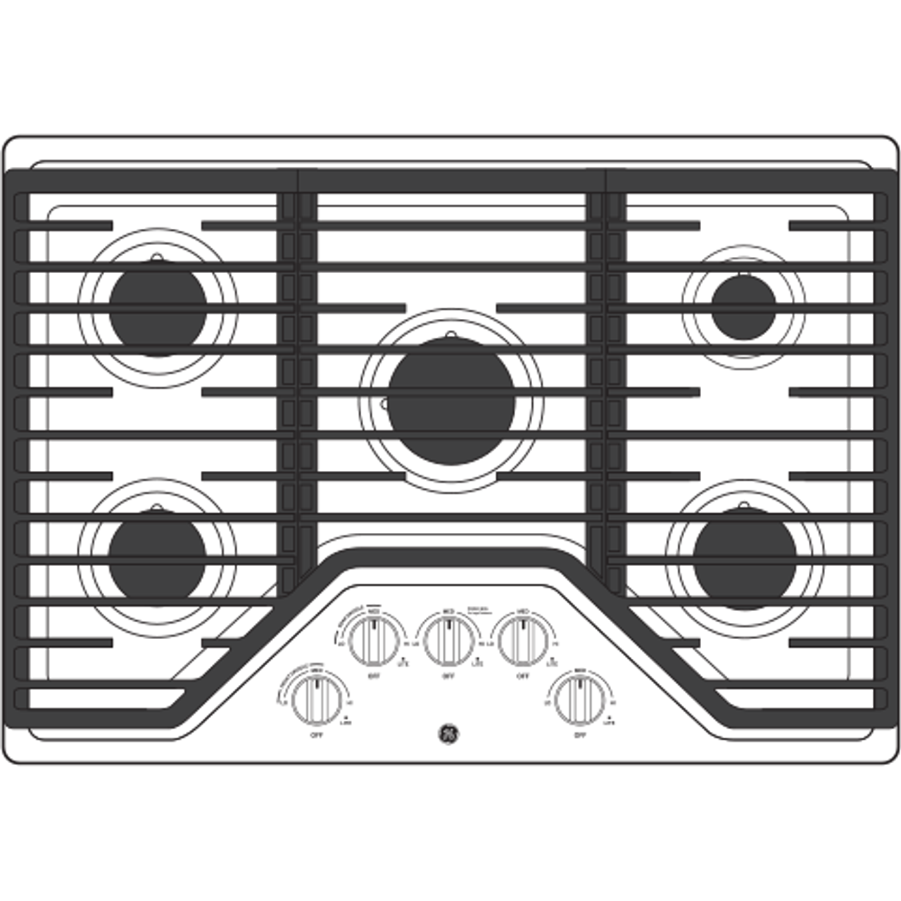 GE 30" Built-In Gas Cooktop JGP5030DLBB - Image 3
