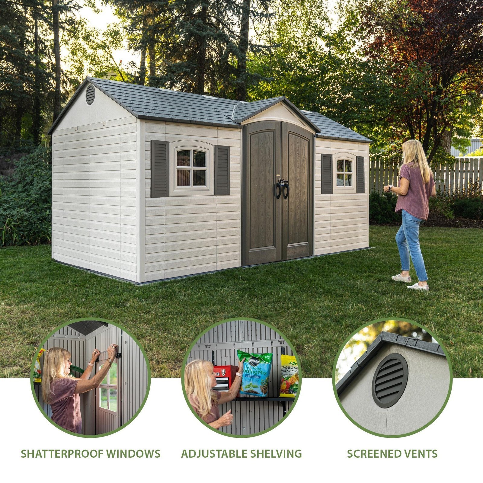 Lifetime 15' x 8' Outdoor Storage Shed - Image 5