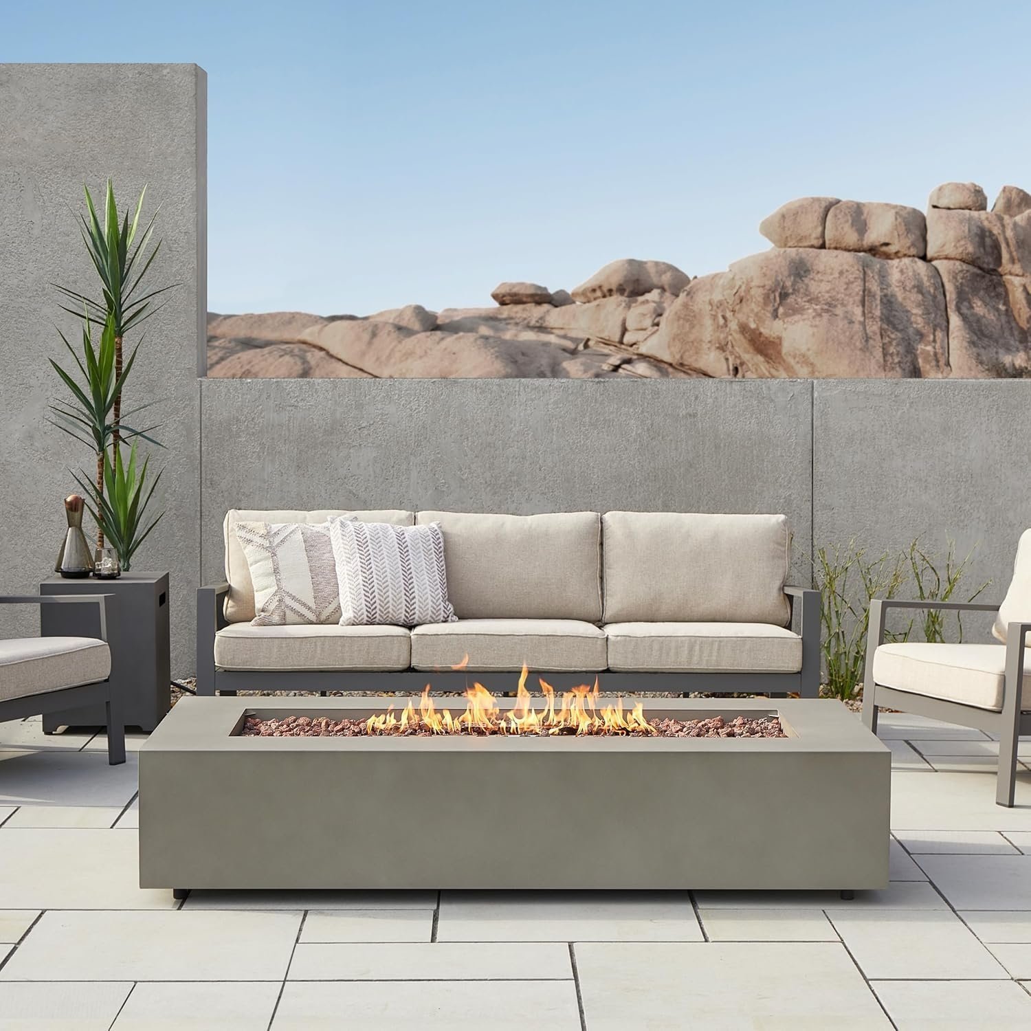 Real Flame Aegean 70" Rectangle Propane Fire Table - Image 2