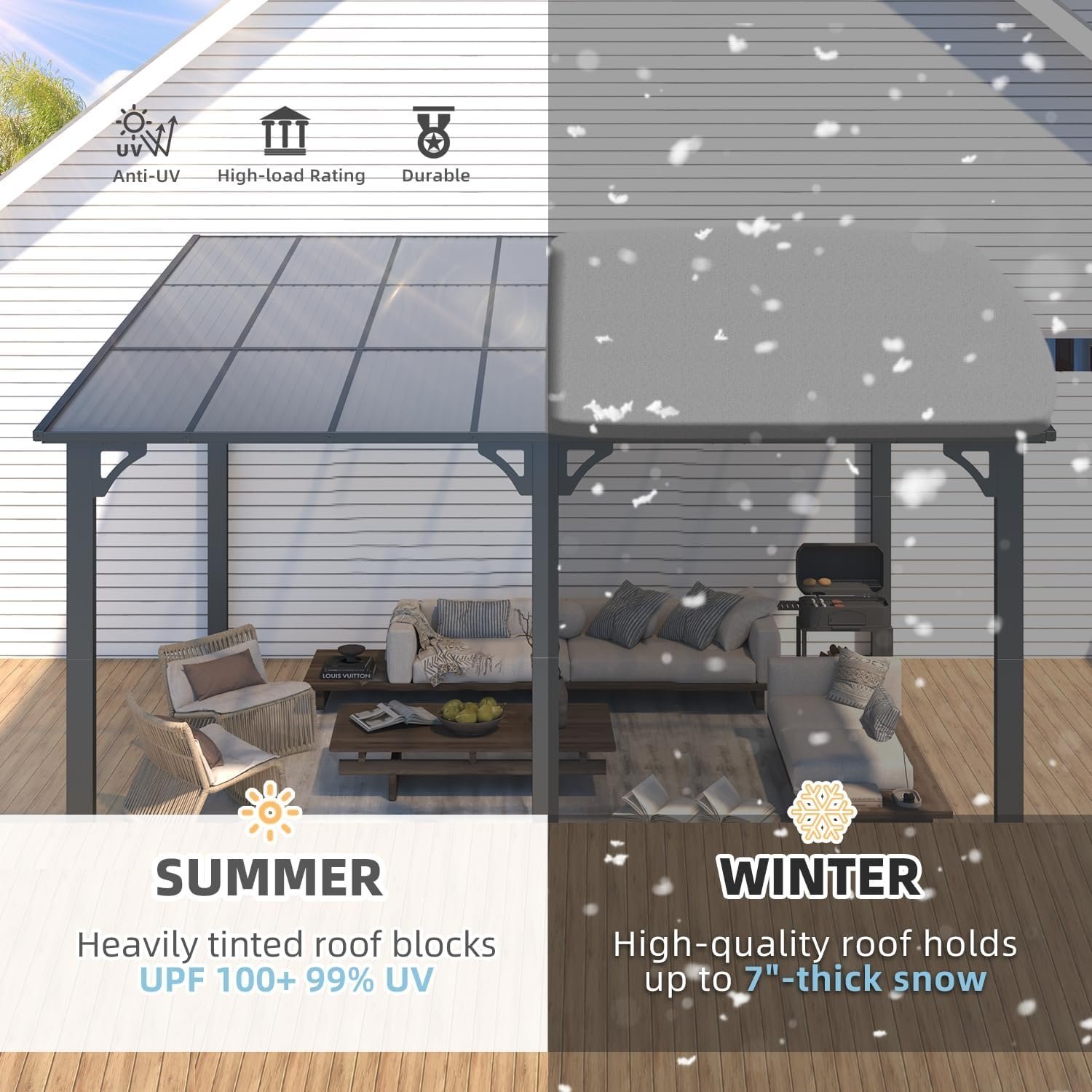 Aecojoy 14x12 ft Aluminum Pergola with Canopy - Image 6