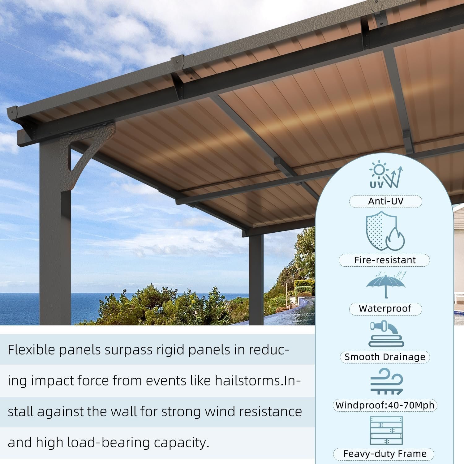 Aecojoy 14x12 ft Aluminum Pergola with Canopy - Image 3