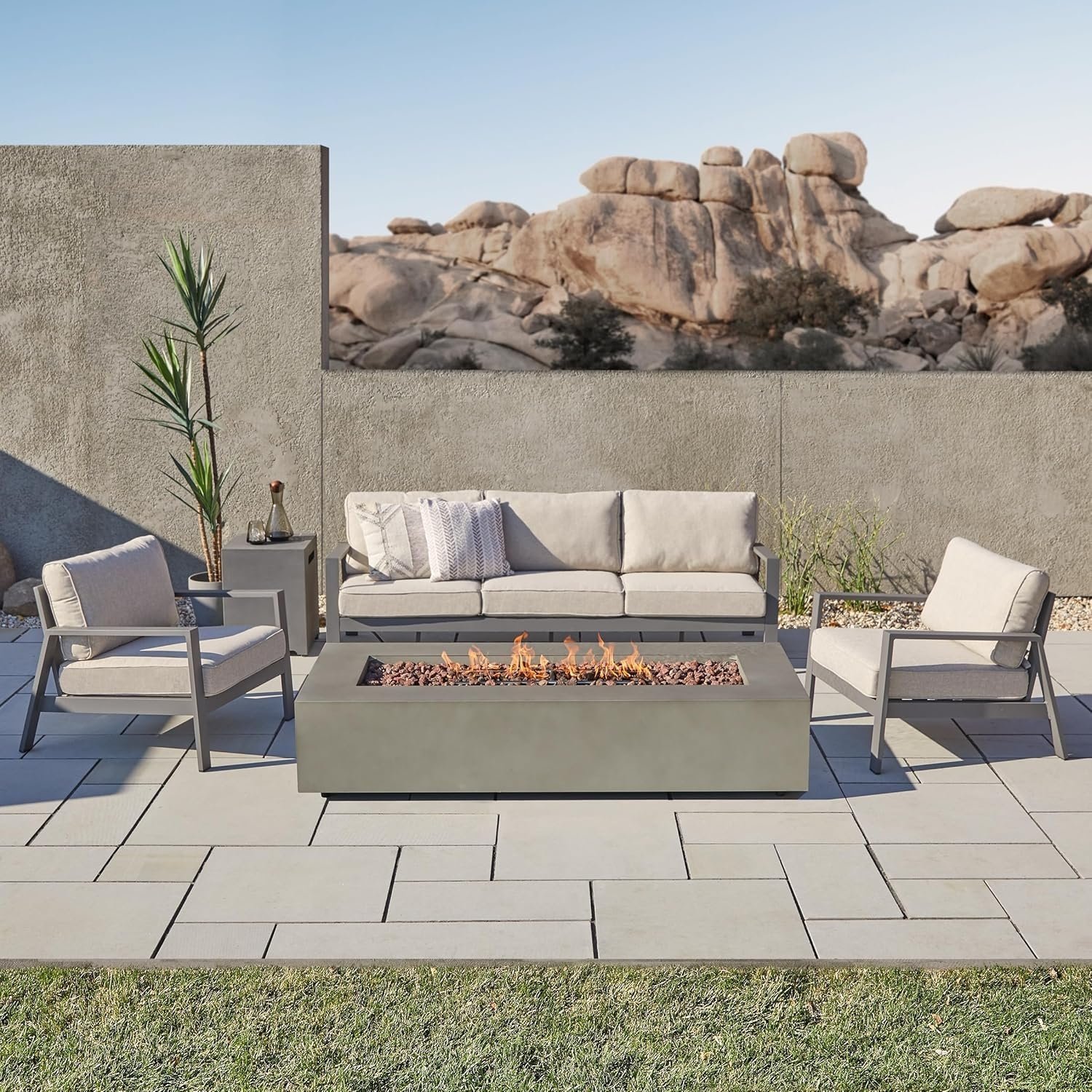 Real Flame Aegean 70" Rectangle Propane Fire Table - Image 6