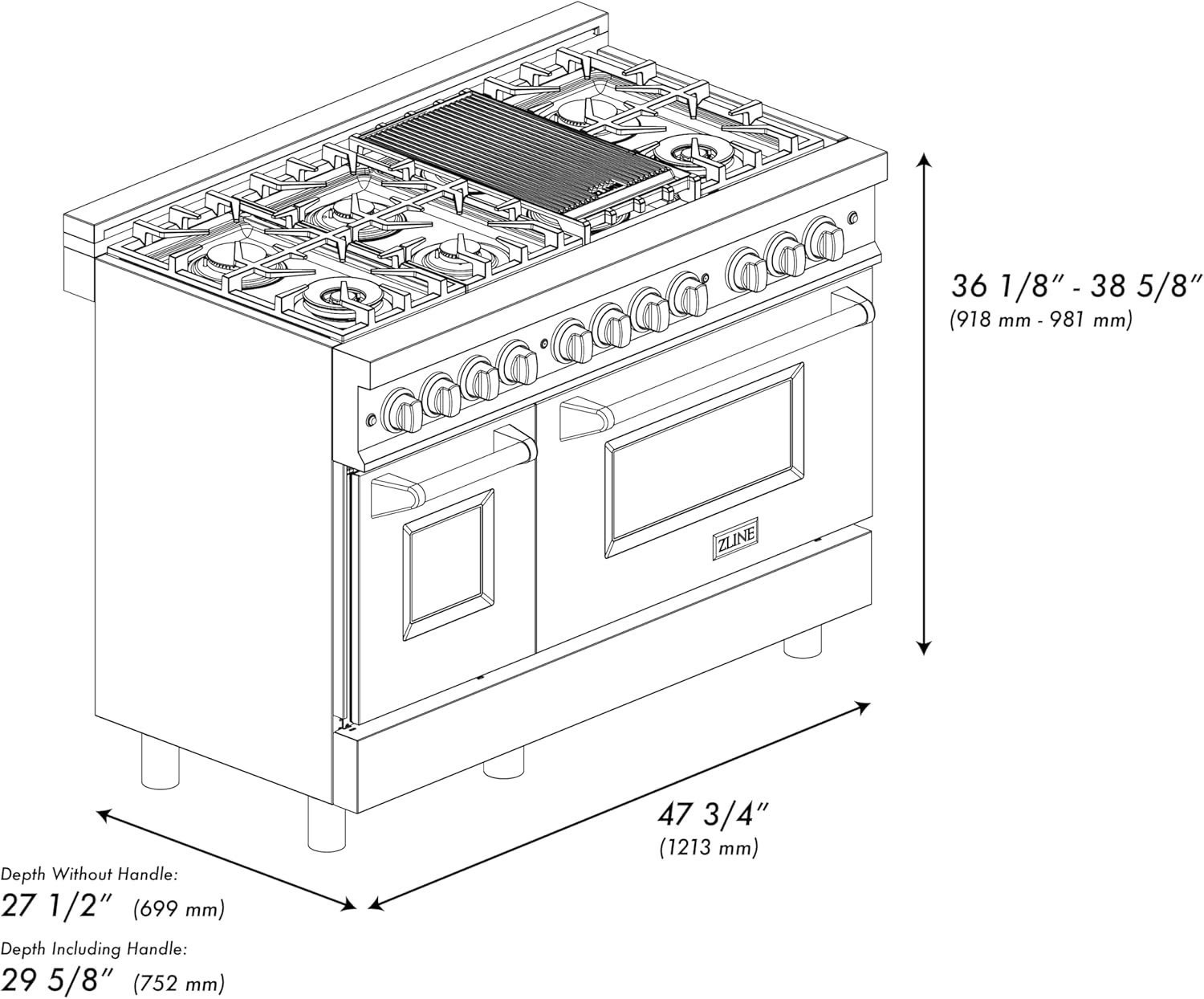 ZLINE 48" Professional Dual Fuel Range - Image 7